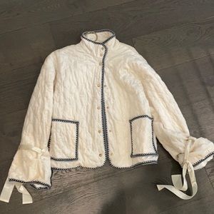 Velvet bow trim jacket XS shein